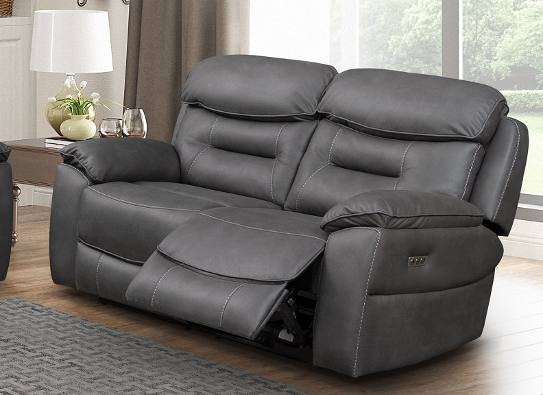 Leroy Two Seat Powered Sofa – Slate Grey Fabric with Electric Footrests - Image 4