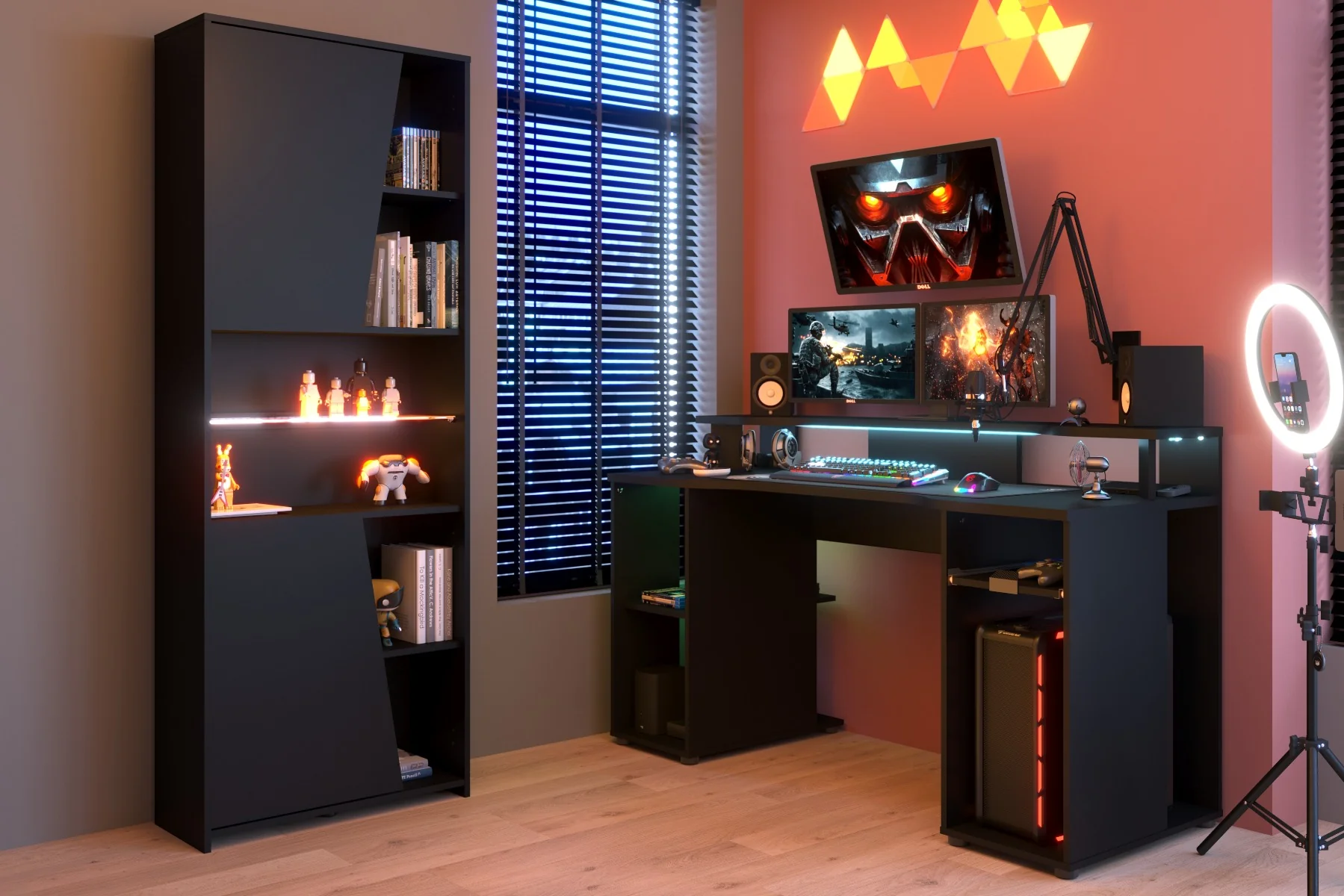 Level Gaming Desk - Dark Grey and Black - In Stock - Image 2