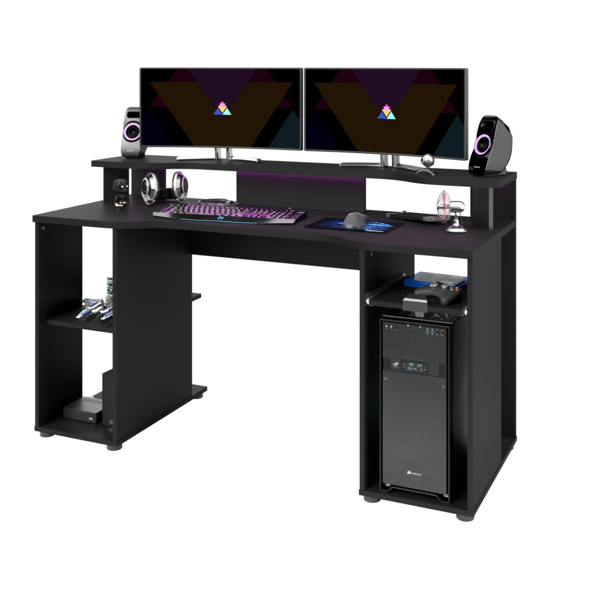 Level Gaming Desk - Dark Grey and Black - In Stock - Image 3