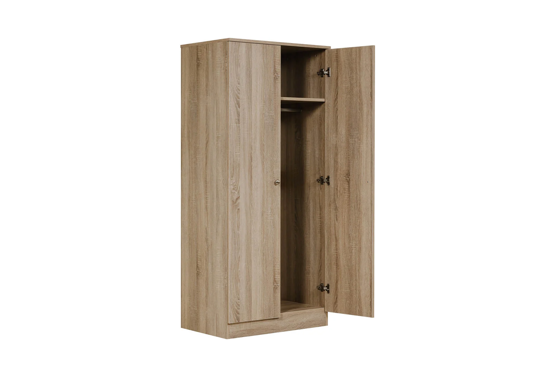 Levi 2 Door Wardrobe – Oak Finish Fully Assembled 800mm - Image 3