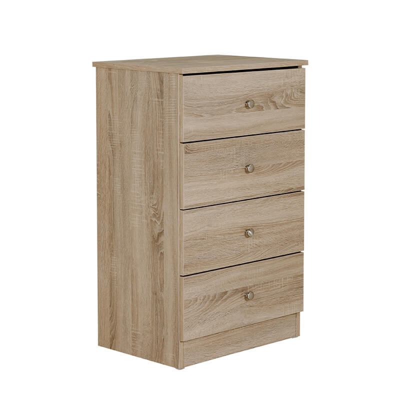 Levi 4 Drawer Chest – Oak Finish Fully Assembled 1000mm