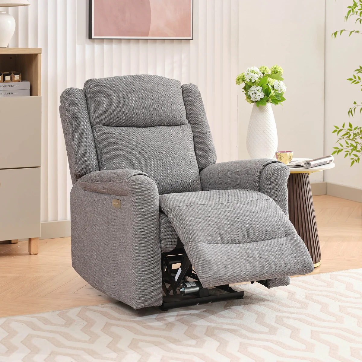 Lexus 3+1+1 Electric Reclining Suite – Grey Fabric with USB Charging Port - Image 5