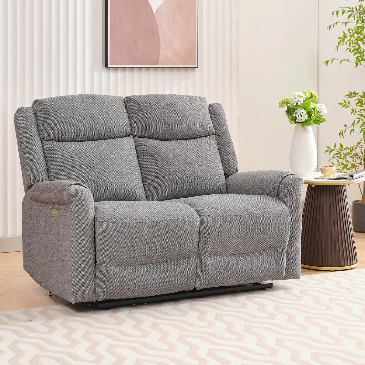 Lexus 3+2 Electric Reclining Suite – Grey Fabric with USB Charging Port - Image 4