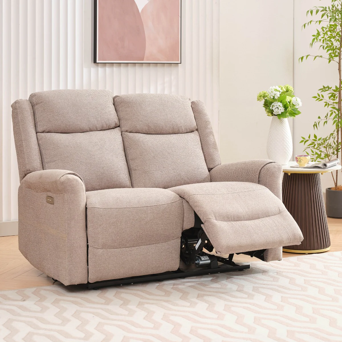 Lexus 3+2 Electric Reclining Suite – Taupe Fabric with USB Charging 3 Seater & 2 Seater - Image 4