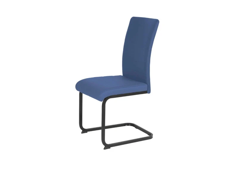 Liana Blue Chair – PU Upholstered with Black Legs 450mm