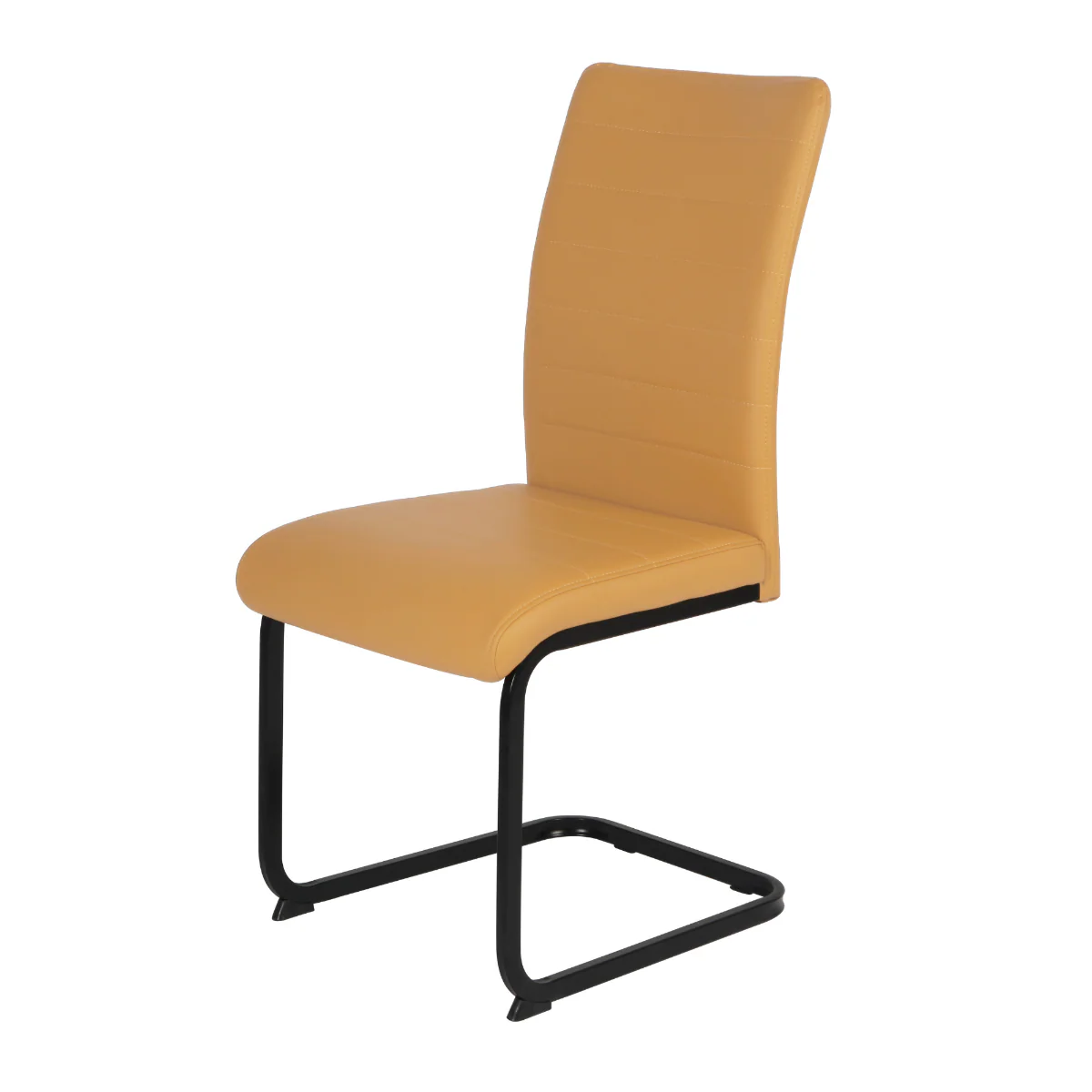 Liana Yellow PU Dining Chair – Black Legs with Ergonomic Design