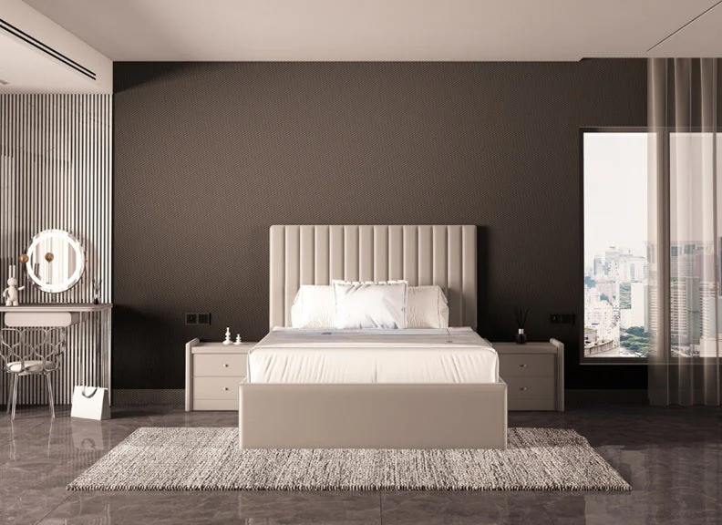 Lily 6 ft Upholstered Storage Bed – Luxury Designer Frame with Vertically Panelled Headboard - Image 3