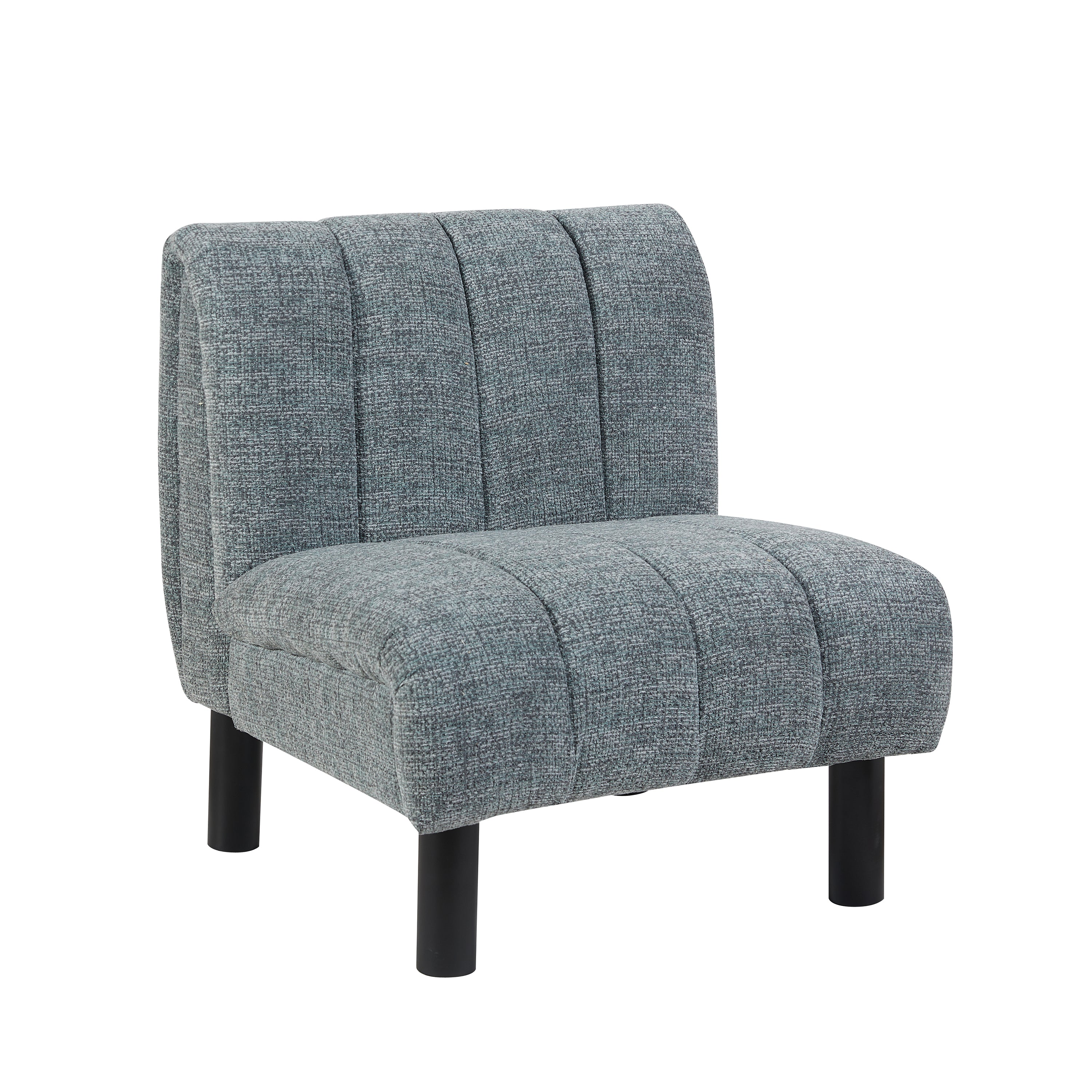 Lily Chair – Grey Lounge Chair with Deep Channel Stitching - Image 3