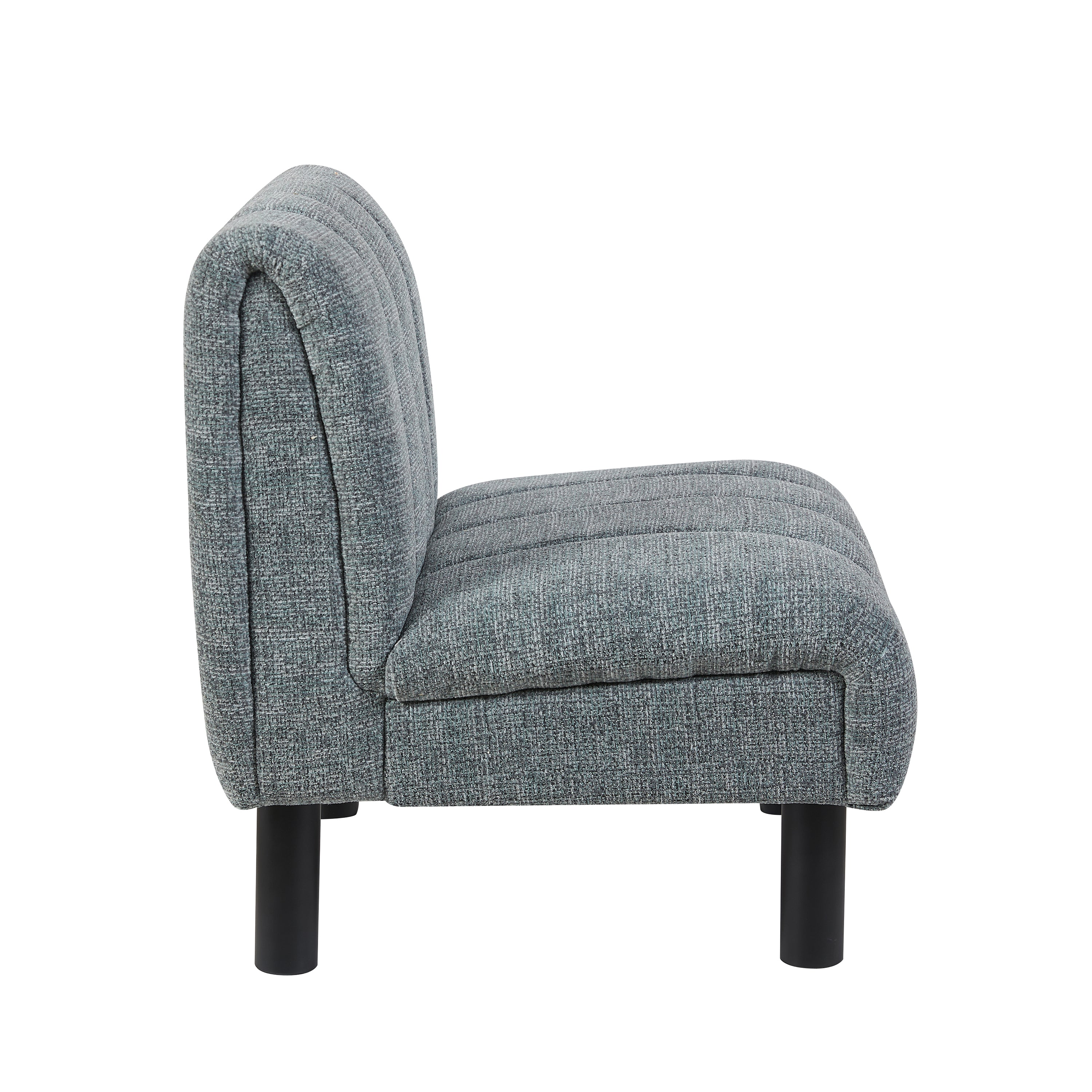 Lily Chair – Grey Lounge Chair with Deep Channel Stitching - Image 4