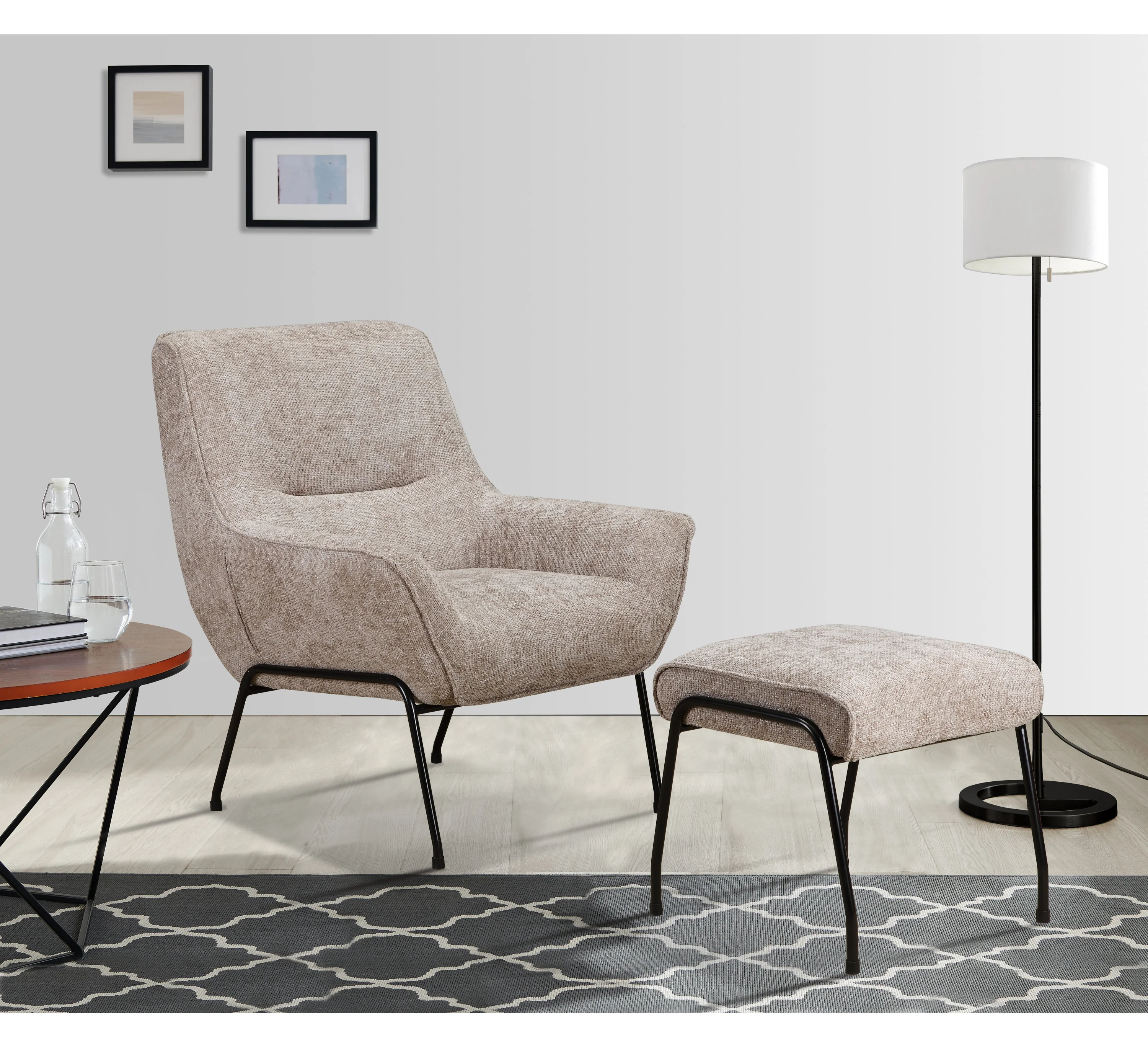 Lindo Chair + Stool (Oatmeal Fabric)