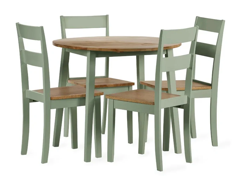Linwood Dropleaf Dining Set – Oak Top with Sage Green Chairs - Image 13