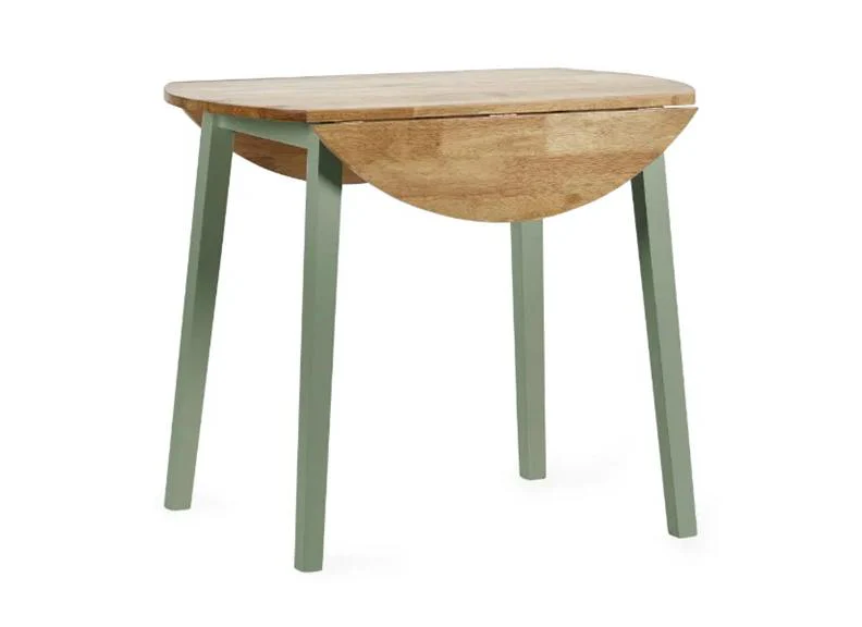 Linwood Dropleaf Dining Set – Oak Top with Sage Green Chairs - Image 5