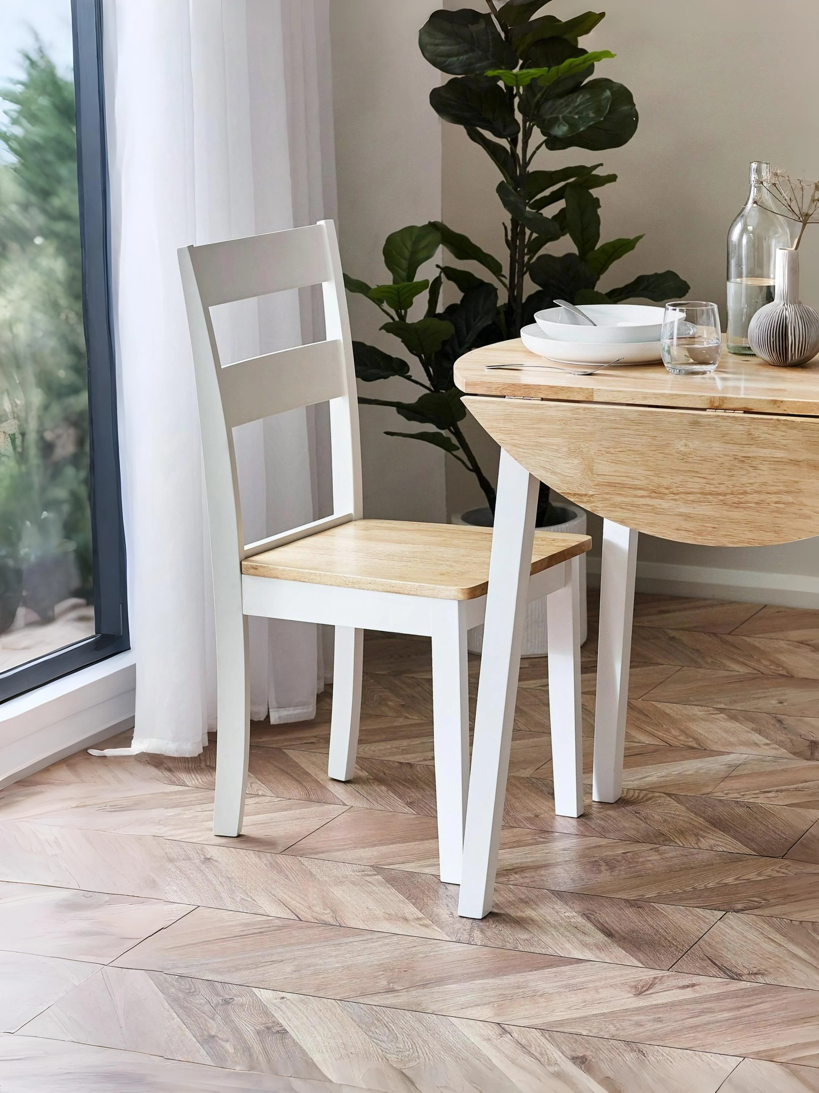 Set Of Two Linwood White and Natural Dining Chairs