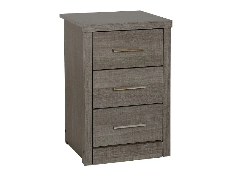 Lisbon Black Three Drawer Bedside – Grained Finish 400mm