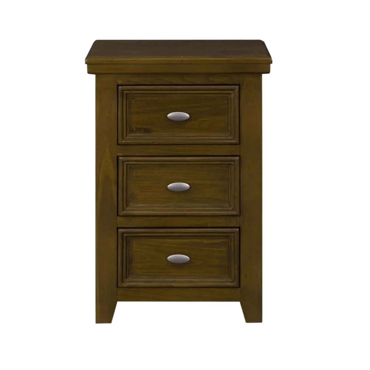 London 3 Drawer Bedside Table – Dark Wood Finish with Chrome Accents - Image 3
