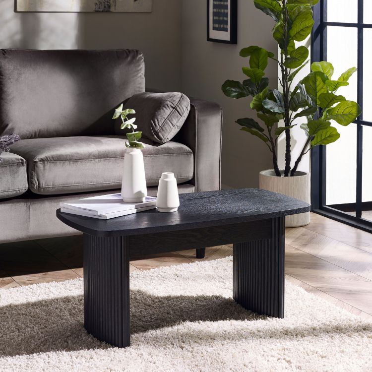 Louis Black Fluted Compact Coffee Table - Image 2