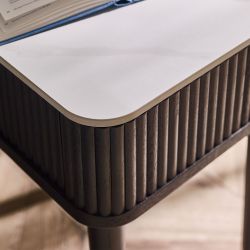 Louis Black Fluted Stone Top Lamp Table with Drawers - Image 2