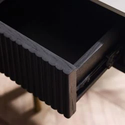 Louis Black Fluted Stone Top Lamp Table with Drawers - Image 4