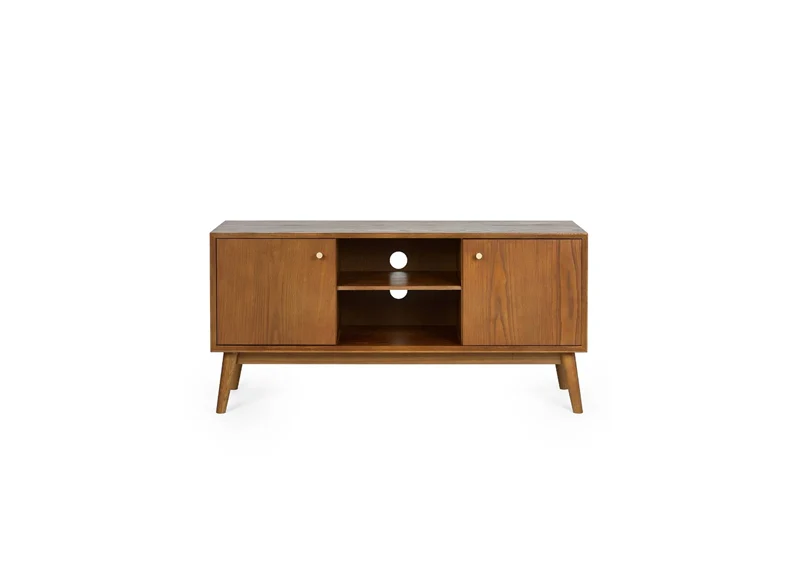 Lowry Media Unit – Dark Cherry Ash with Shelf and Cupboards (Pre-order for July) - Image 3