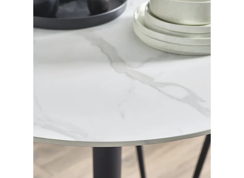 Luca White Marble Effect 80 cm Round Dining Table - Image 4