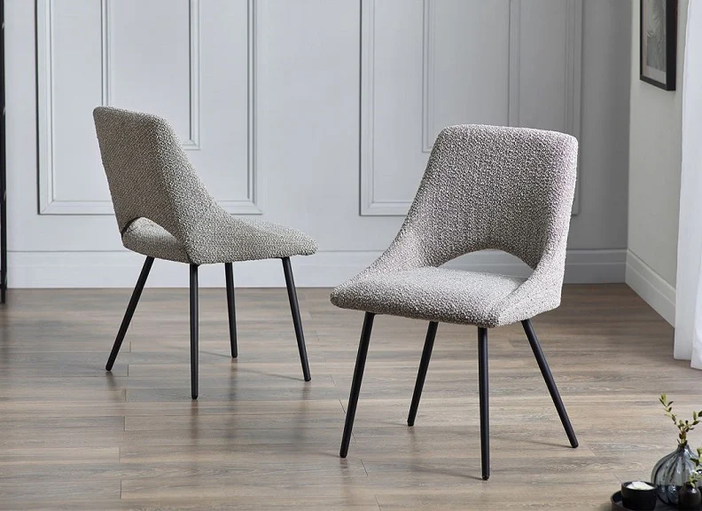 Luca Marble Effect Round Dining Set W/Iris Boucle Chairs - Image 9