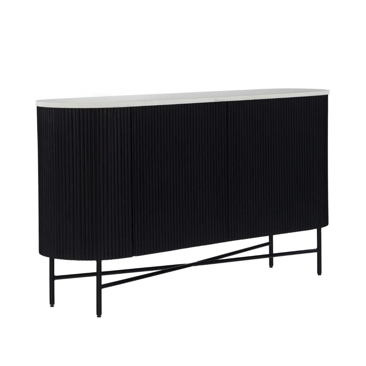 Lucas Large Sideboard – Charcoal Mango with Marble Top - Image 3