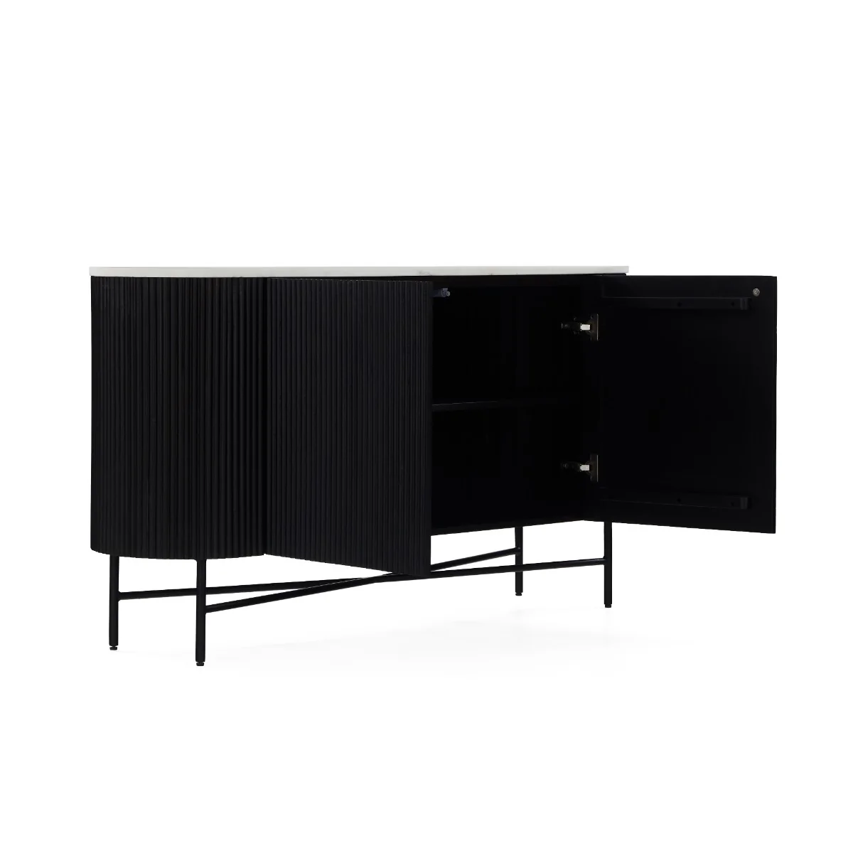 Lucas Large Sideboard – Charcoal Mango with Marble Top - Image 4