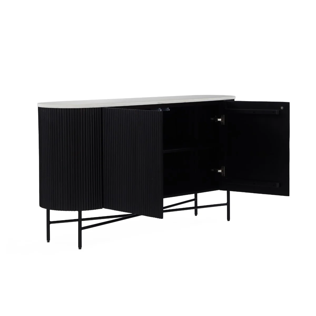 Lucas Large Sideboard – Charcoal Mango with Marble Top - Image 5