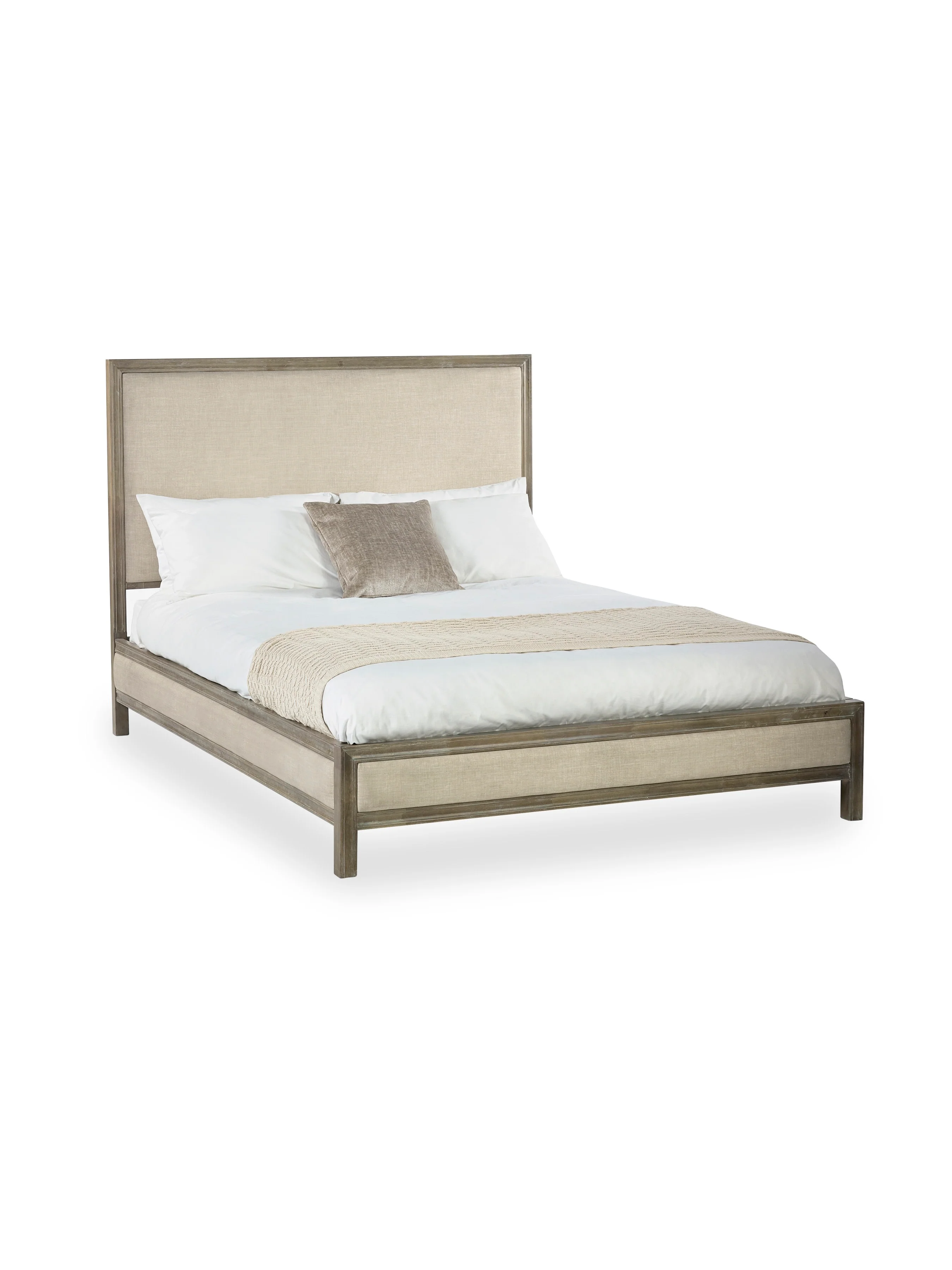 Lucie King Size Bed – Ivory Upholstered Frame with High Headboard - Image 2