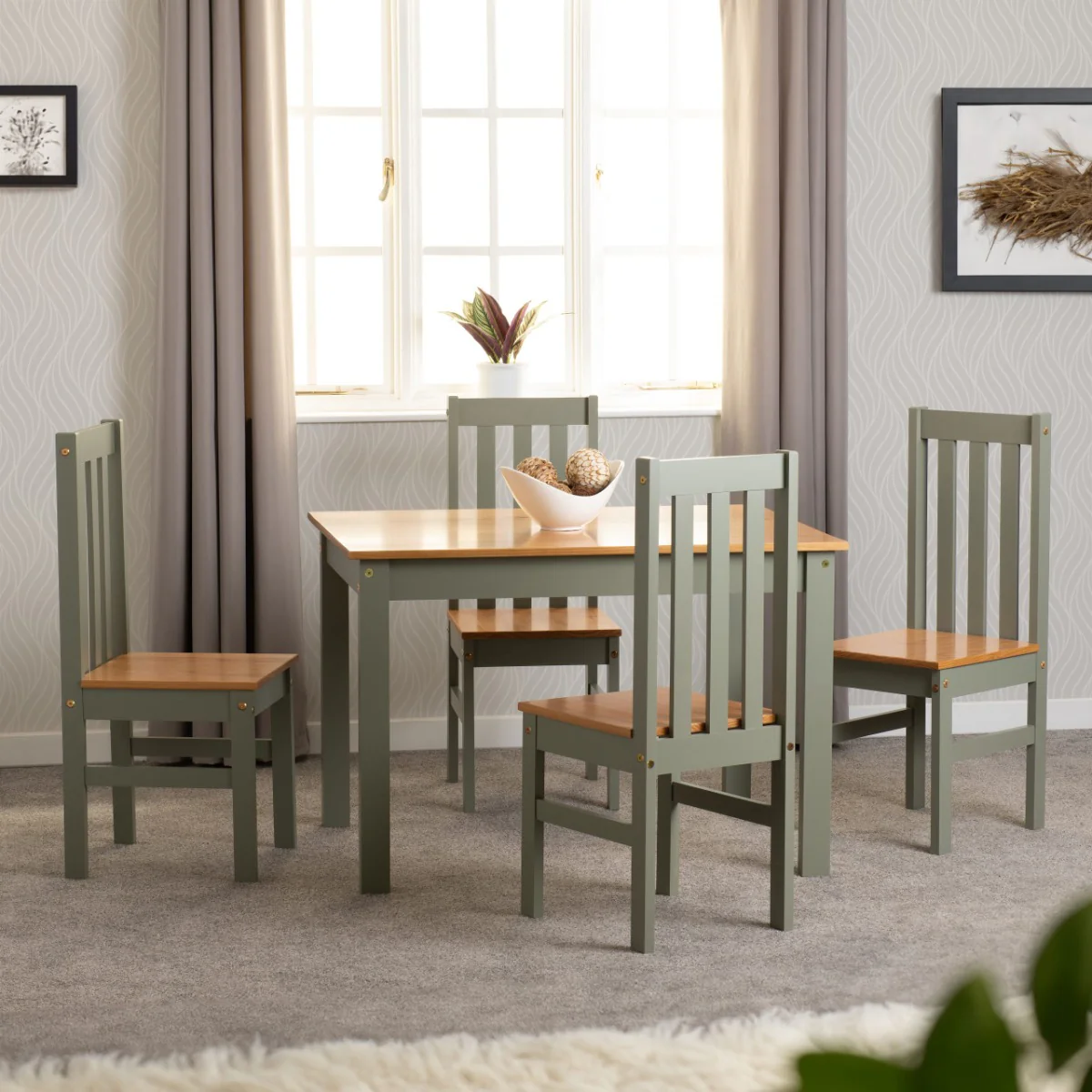 Ludlow Green/Oak Dining Set with 4 Chairs