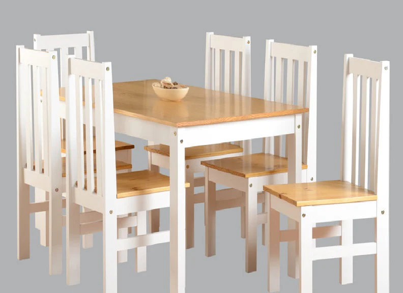Ludlow 1+6 Dining Set – White & Oak with Fixed Table 1400mm