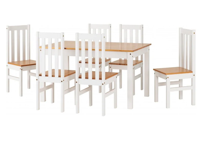 Ludlow 1+6 Dining Set – White & Oak with Fixed Table 1400mm - Image 2