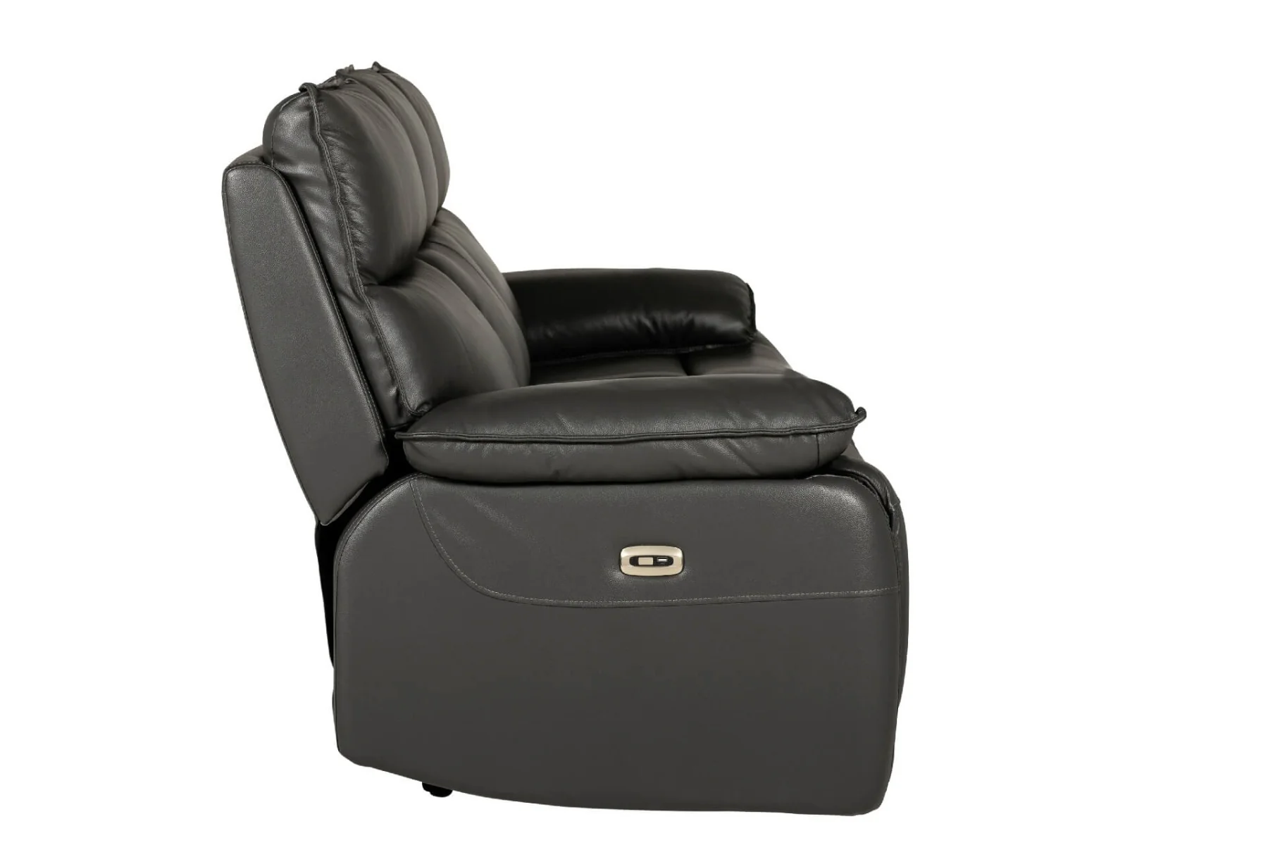 Lugo 3 Seater Electric Recliner – Dark Grey Leather with USB Charging - Image 3