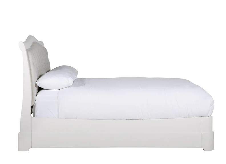 Mabel Bone Bed Frame – Curved Linen-Effect Headboard 4ft6 - Image 6