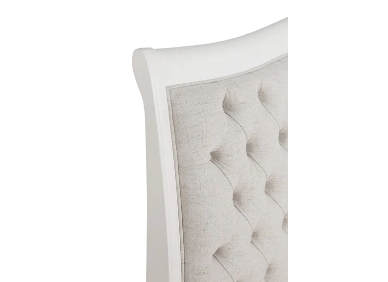 Mabel Bone Bed Frame – Curved Linen-Effect Headboard 4ft6 - Image 8