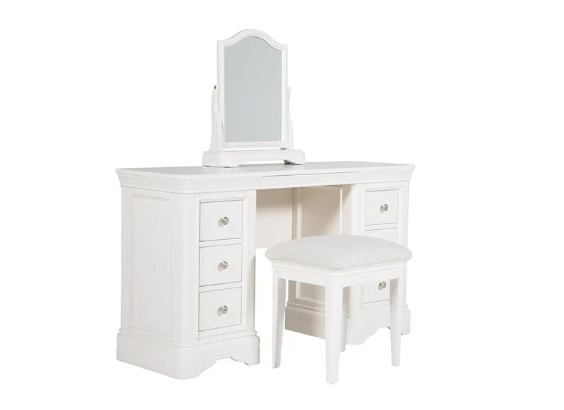 Mabel Bone Dressing Table Stool – Curved Design with Linen Seat - Image 3