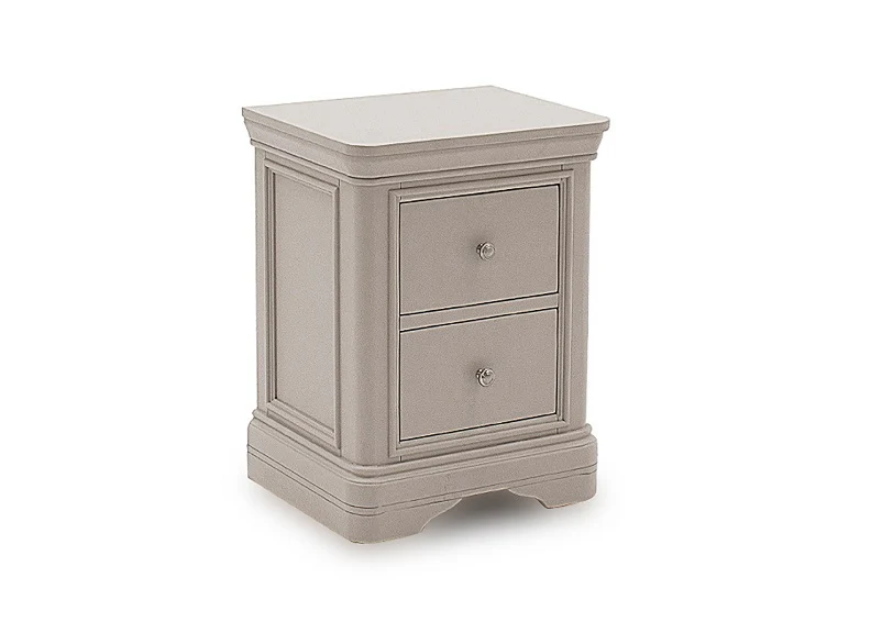 Mabel Taupe Two Drawer Bedside Table (PRE-ORDER FOR JUNE) - Image 2