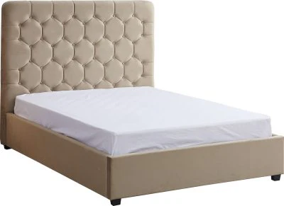 MADISON 4'6" OTTOMAN BED – Fawn Velvet with Gas Lift Storage - Image 5