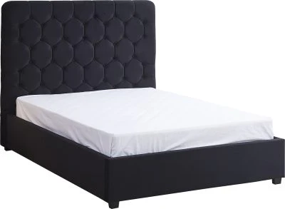 MADISON 5' OTTOMAN BED – Black Velvet with Gas Lift Storage - Image 2