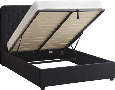 MADISON 5' OTTOMAN BED – Black Velvet with Gas Lift Storage - Image 3