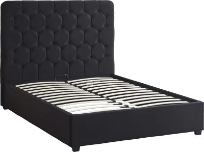 MADISON 5' OTTOMAN BED – Black Velvet with Gas Lift Storage - Image 4