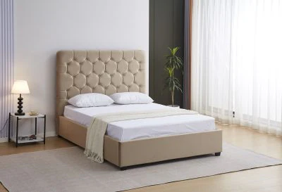 MADISON 5' OTTOMAN BED – Fawn Velvet with Gas Lift Storage