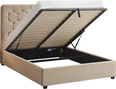 MADISON 5' OTTOMAN BED – Fawn Velvet with Gas Lift Storage - Image 3