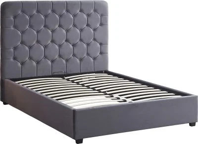MADISON 5' OTTOMAN BED – Grey Velvet with Hidden Storage - Image 4
