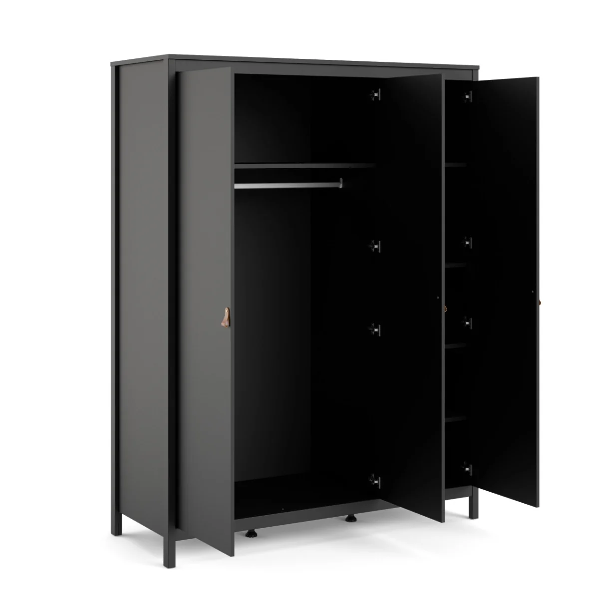 Madrid 3 Door Wardrobe – Black with Matt Finish - Image 2