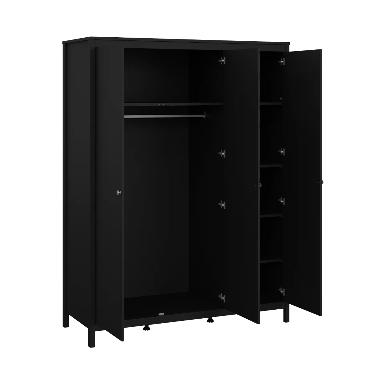 Madrid 3 Door Wardrobe – Black with Matt Finish - Image 4