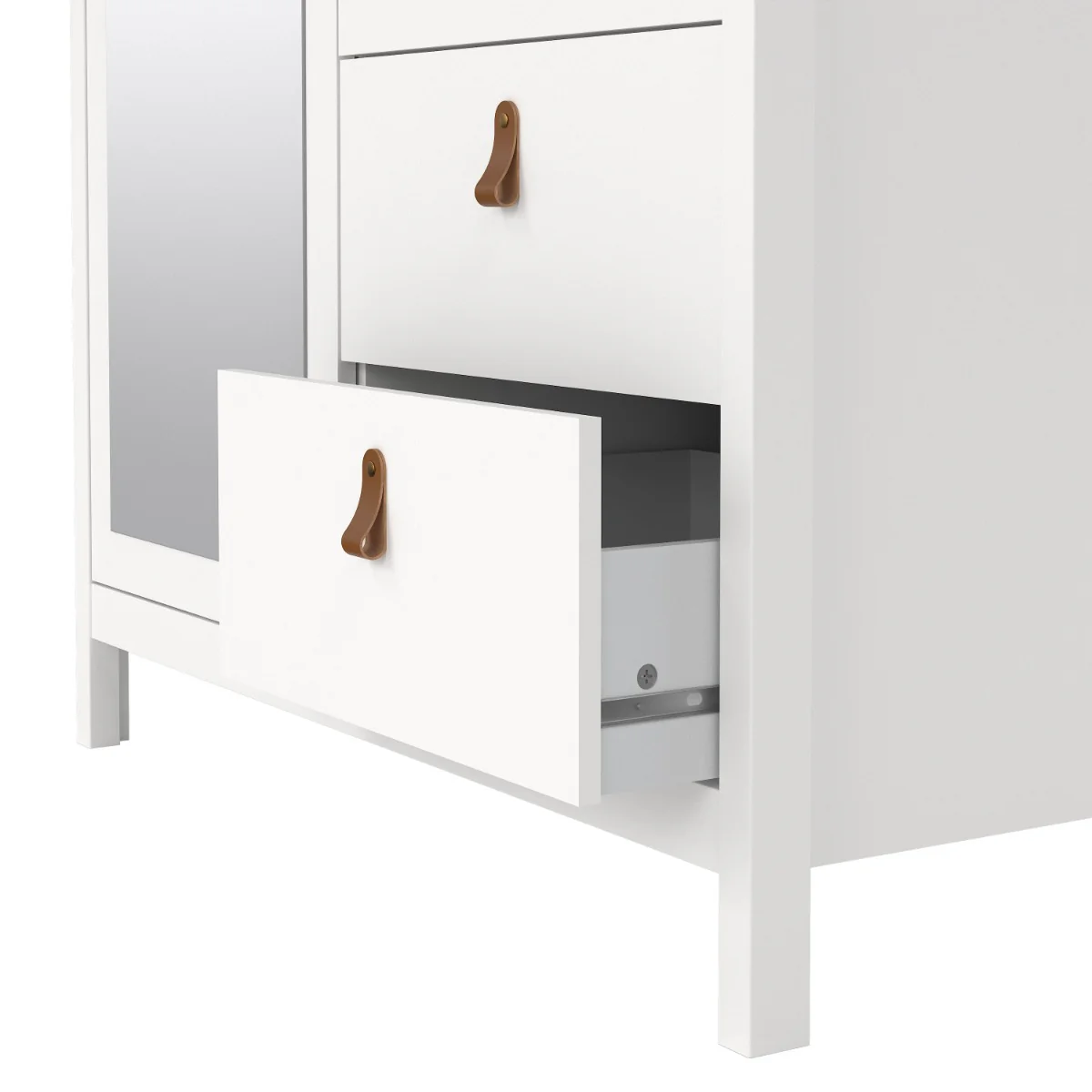 Madrid Wardrobe with 1 door + 1 mirror door + 2 drawers - White - Image 3