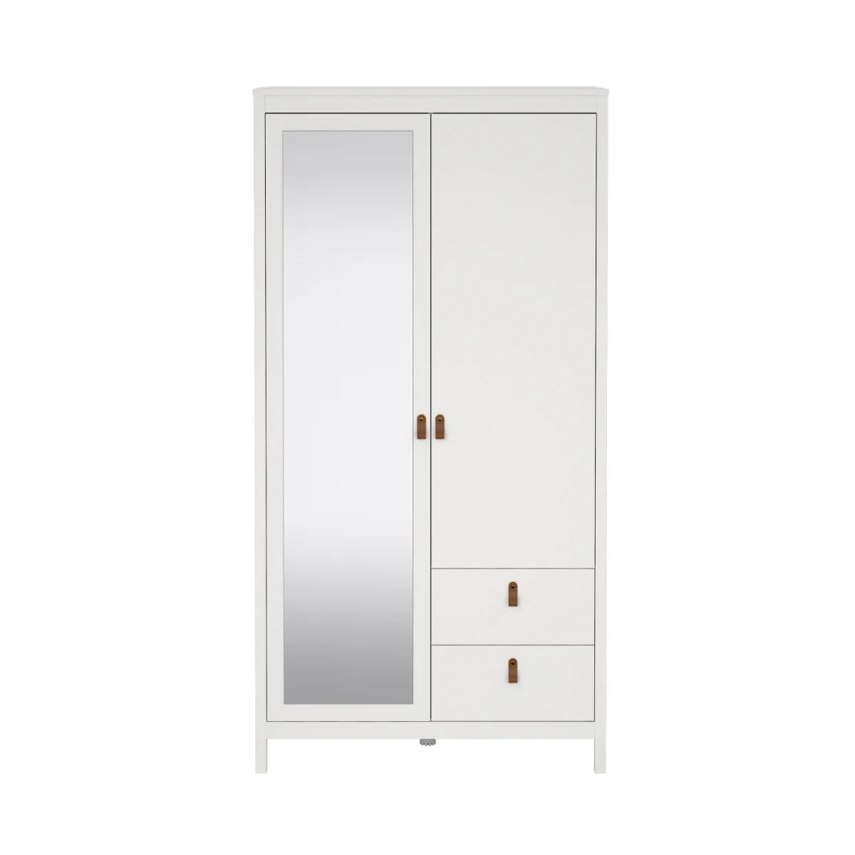 Madrid Wardrobe with 1 door + 1 mirror door + 2 drawers - White - Image 4