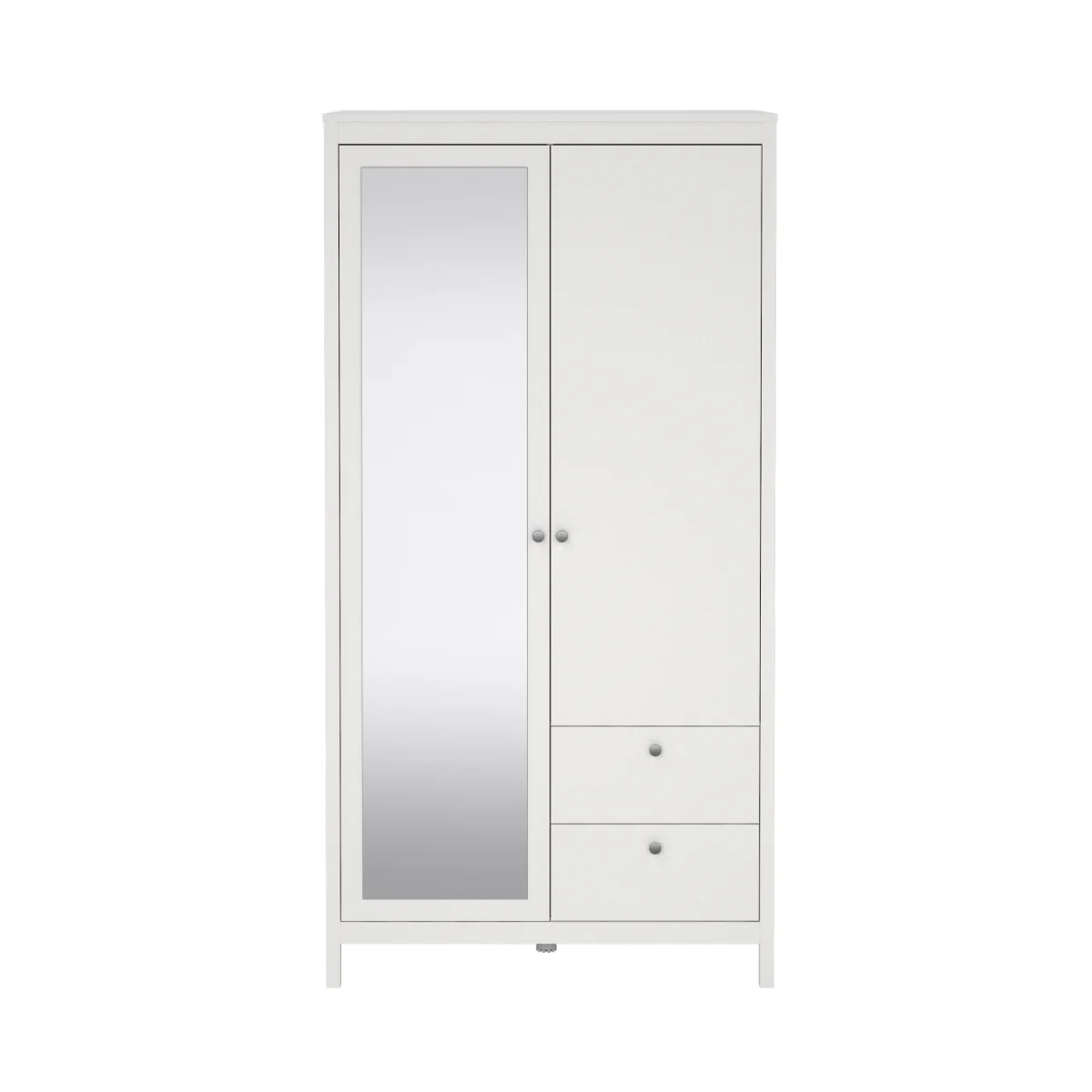 Madrid Wardrobe with 1 door + 1 mirror door + 2 drawers - White - Image 5