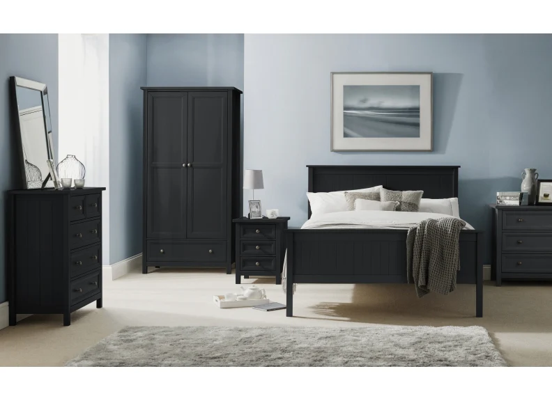 Maine Anthracite 3 ft Bed Frame – Dark Grey Lacquered Finish